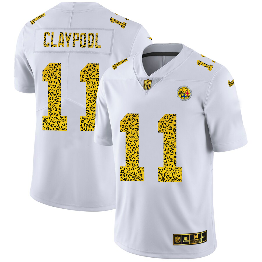 Pittsburgh Steelers #11 Chase Claypool Men Nike Flocked Leopard Print Vapor Limited NFL Jersey White->pittsburgh steelers->NFL Jersey